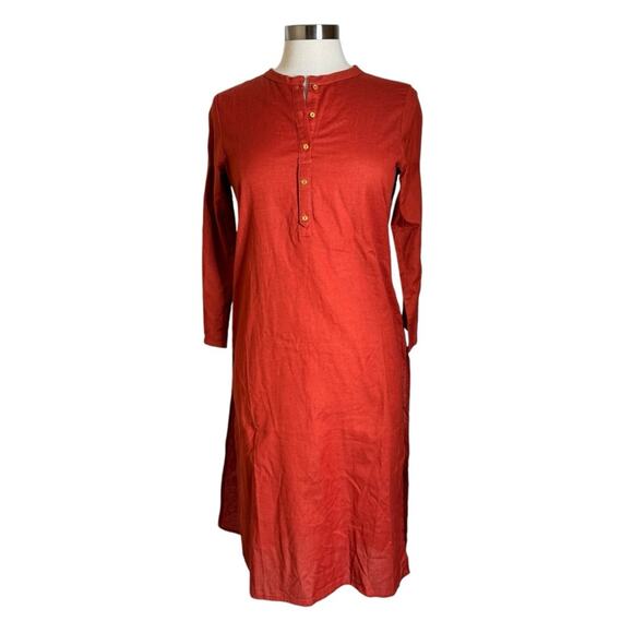 W for Woman Solid Neck Orange Flax Blend Kurta Tunic Women’s Size 12 New - Picture 1 of 11
